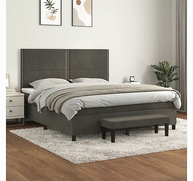 vidaXL Boxspringbett Boxspringbett mit Matratze Dunkelgrau 180x200 cm Samt günstig online kaufen