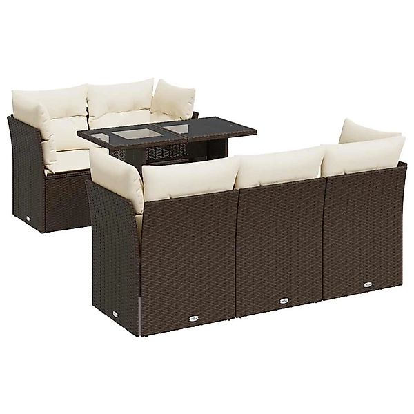vidaXL 6-Tlg Garten-Sofagarnitur mit Kissen Braun Poly Rattan 3326104 günstig online kaufen