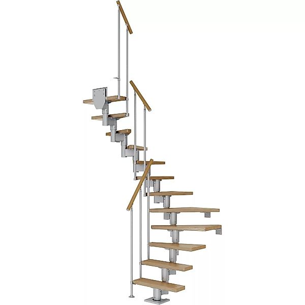 Dolle Mittelholmtreppe Dublin Eiche Perlgrau GH bis 270 cm 1/2 Gewendelt 65 günstig online kaufen