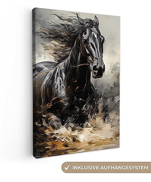 OneMillionCanvasses® Leinwandbild Pferde - Schwarz - Weiß - Tiere, Fotodruc günstig online kaufen