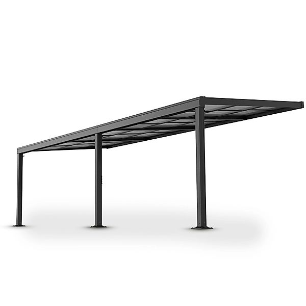 Juskys Terrassendach Jakarta 7x3m mit Polycarbonatplatten Dunkelgrau günstig online kaufen