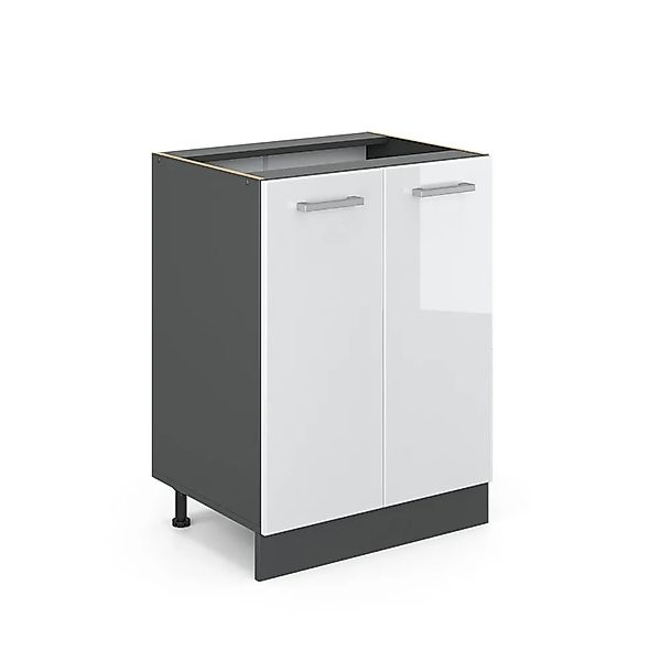 Vicco Küchenunterschrank R-Line Weiß Hochglanz/Anthrazit 60 cm AP Eiche günstig online kaufen