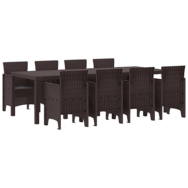 vidaXL 9-tlg Garten-Essgruppe Braun Poly Rattan 3378737 günstig online kaufen