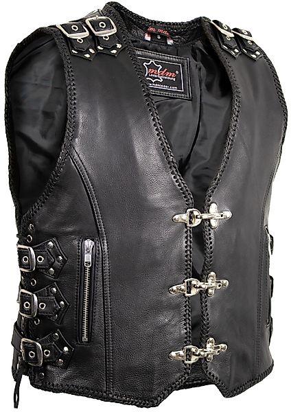 MDM Lederweste Herren Biker Schnallen Lederweste günstig online kaufen