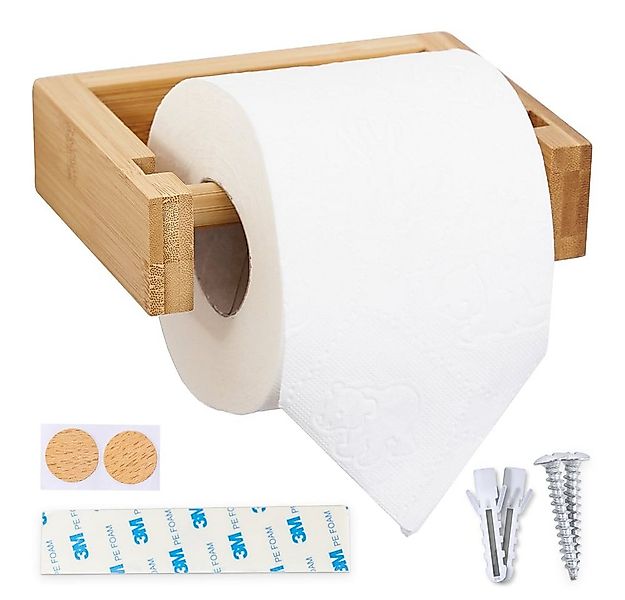 HENNEZ Toilettenpapierhalter Bambus - ohne Bohren - selbstklebend, Klopapie günstig online kaufen