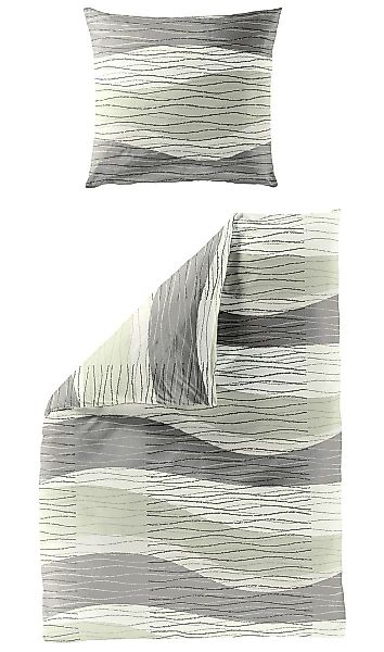 JACK Bettwäsche 135x200cm Wellen Linien Grau günstig online kaufen