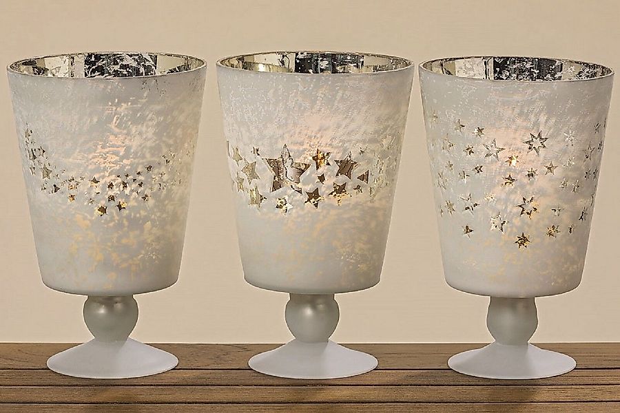 BOLTZE GRUPPE GmbH Windlicht Windlicht Winterland Sternemotiv Glas H 23 cm günstig online kaufen