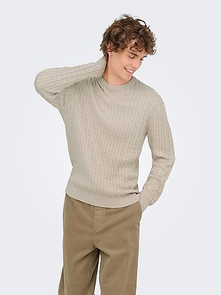ONLY & SONS Strickpullover "ONSLOUI REG 12 CABEL CREW KNIT NOOS" günstig online kaufen