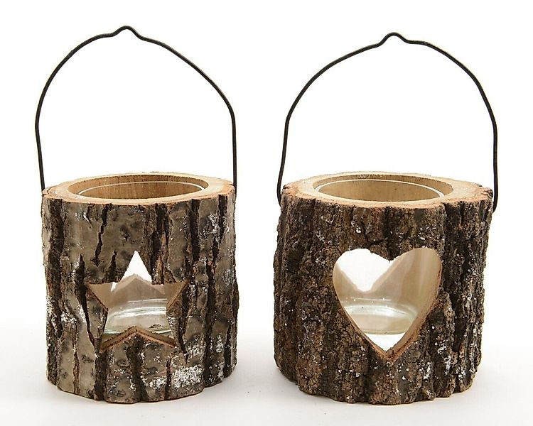 Kaemingk Teelichthalter Teelicht Windlicht Holz zum Hängen Tannenholz Ø 11 günstig online kaufen