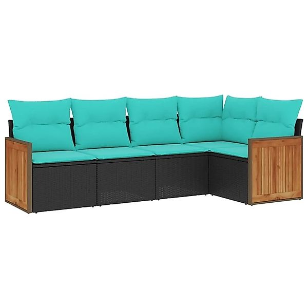 vidaXL 5-Tlg Gartensofa-Set mit Kissen Schwarz Polyrattan 3227625 günstig online kaufen