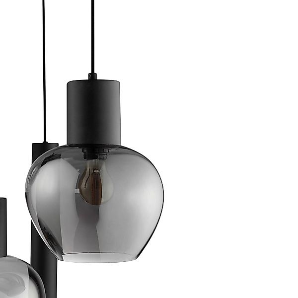 Hängelampe Ligari, schwarz/rauchgrau, Ø 68 cm, Metall/Glas günstig online kaufen
