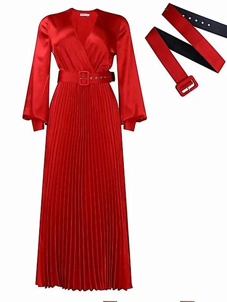 ZWY Dirndl Solide Farbe Lange Kleider mit V-Ausschnitt für Frauen Umgangsfo günstig online kaufen