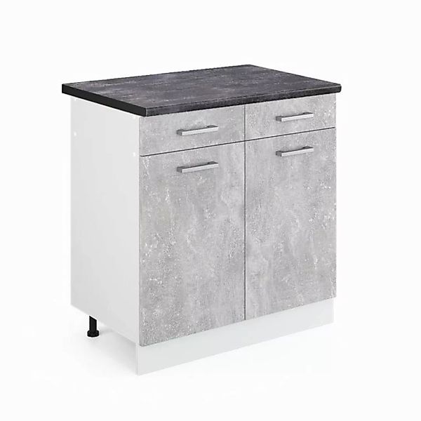 Vicco Unterschrank R-Line, Beton/Weiß, 80 cm, AP Anthrazit günstig online kaufen