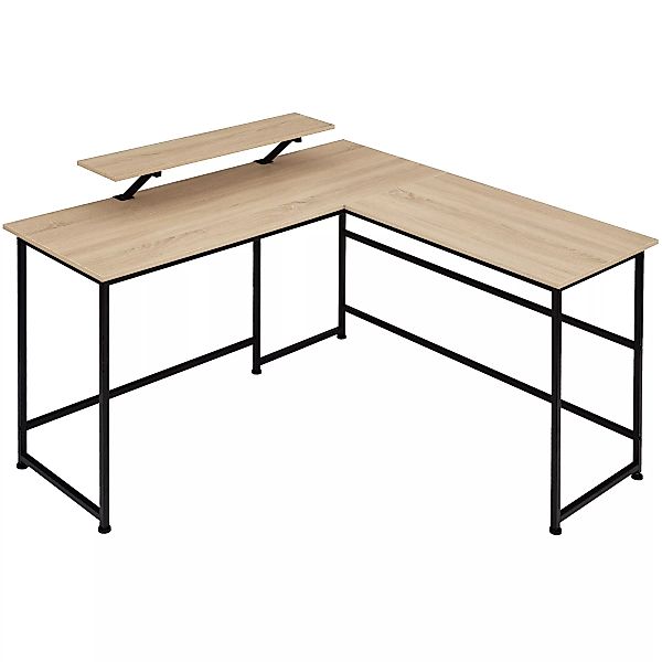 Schreibtisch Melrose 140x130x76,5cm - Industrial Holz hell, Eiche Sonoma günstig online kaufen