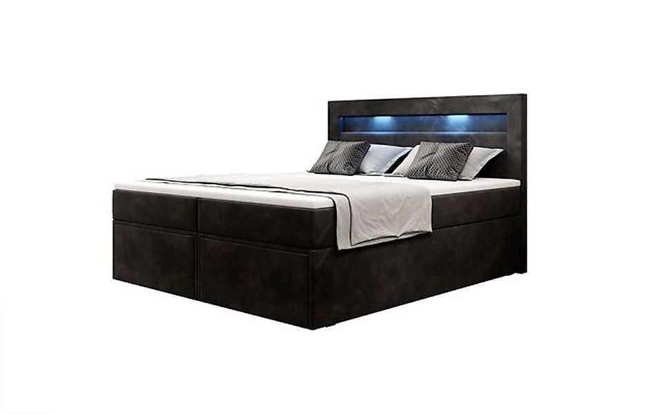 Luxusbetten24 Boxspringbett Amelie, mit LED-Beleuchtung und Stauraum günstig online kaufen