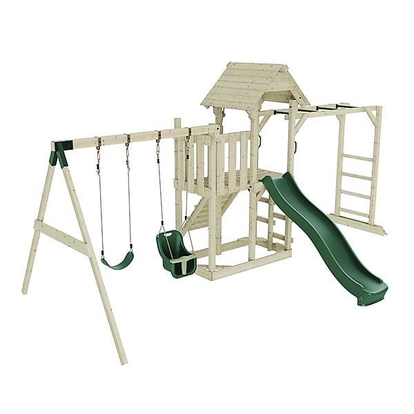 OutdoorToys Spielturm Helsingborg mit Babyschaukel Dunkelgrün günstig online kaufen