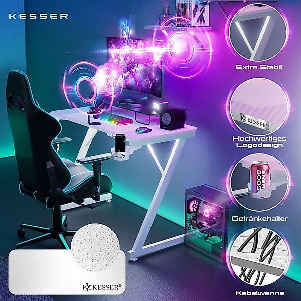 KESSER Gamingtisch, Gaming Schreibtisch mit Getränkehalter günstig online kaufen
