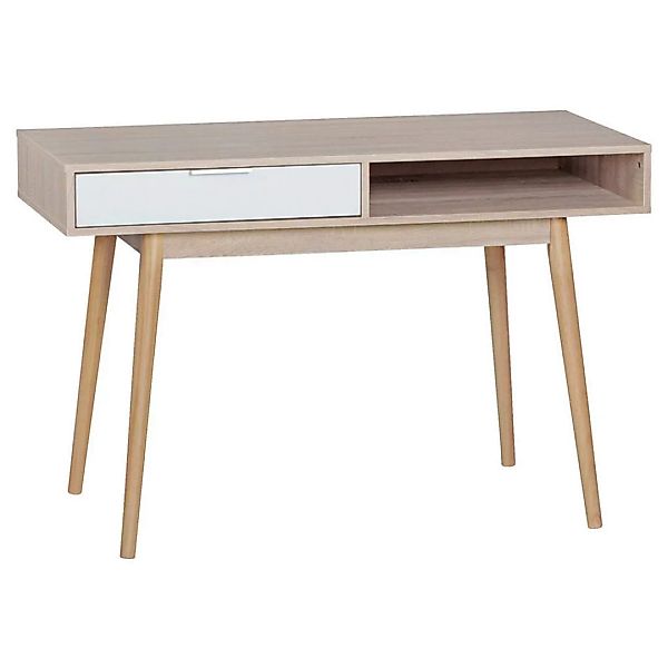 Design Schreibtisch mit Schublade MASSA Bürotisch Sonoma / Weiß 120 cm | Sc günstig online kaufen