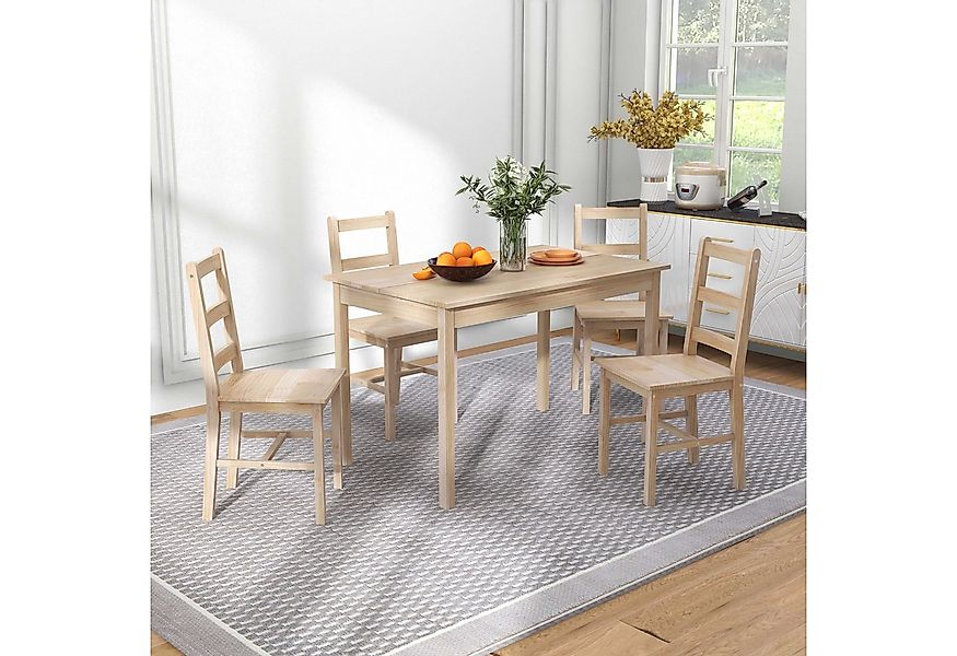 HOMCOM Essgruppe 5-teilige Esszimmergruppe aus Massivholz, (Sitzgruppe, 1-t günstig online kaufen