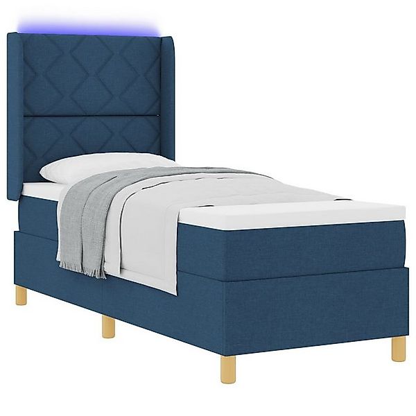 vidaXL Bett LED Boxspringbett mit Matratze Blau 80x200 cm Stoff (1-tlg) günstig online kaufen