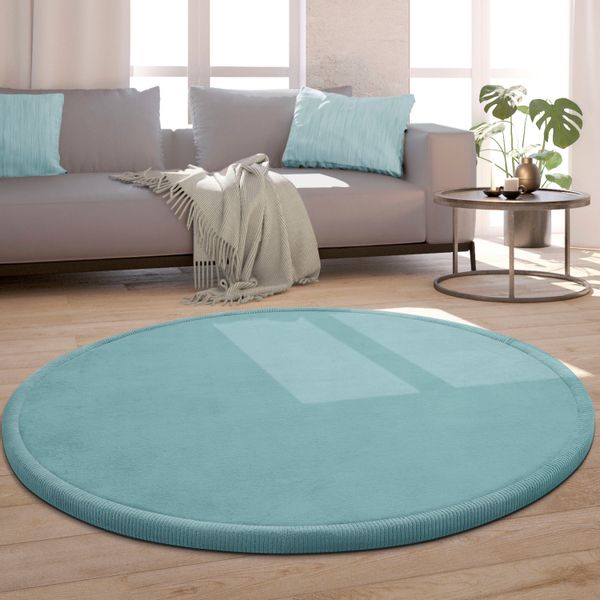 Paco Home Teppich "Tatami 475" rund 24 mm Höhe Kurzflor, Uni Farben, mit Me günstig online kaufen