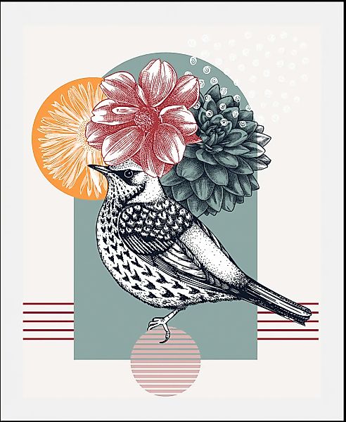 queence Bild "Bunter Vogel", Vögel-Vogelbilder-Blumen-Blumenbilder-Abstrakt günstig online kaufen