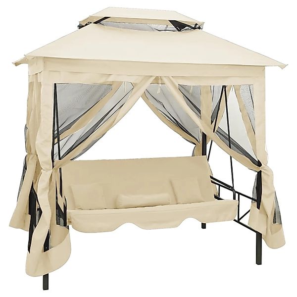 Pavillon Umwandelbare Schaukelbank Cremeweiß günstig online kaufen