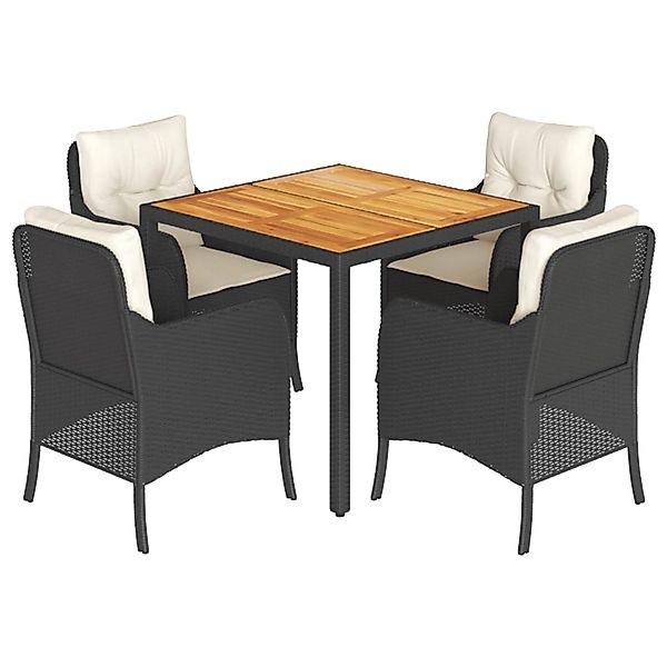 vidaXL 5-Tlg Garten-Essgruppe mit Kissen Schwarz Poly Rattan 3211861 günstig online kaufen