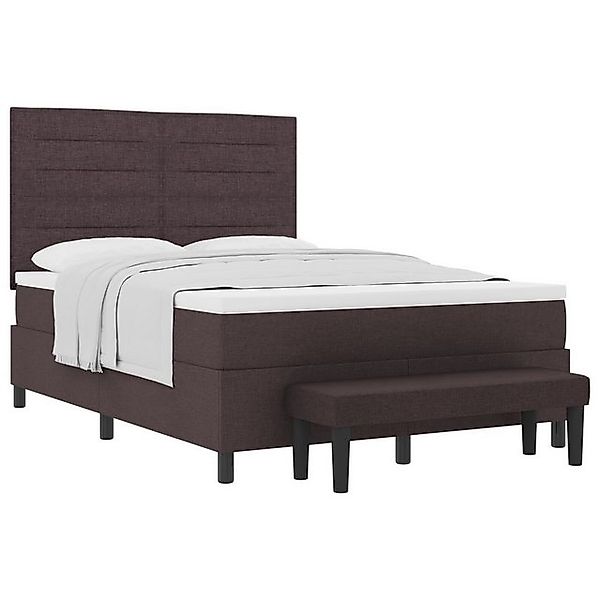 vidaXL Bett Boxspringbett mit Matratze & Bank Dunkelbraun 140x200 cm Stoff günstig online kaufen
