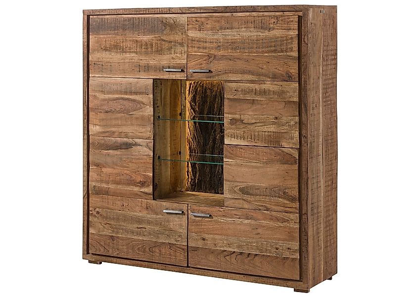 Massivmoebel24 Highboard (Highboard Akazie 145x40x153 natur günstig online kaufen