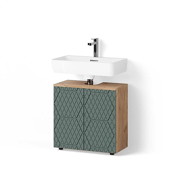 Livinity® Waschbeckenunterschrank Ronco, Grün/Goldkraft Eiche/Goldkraft Eic günstig online kaufen
