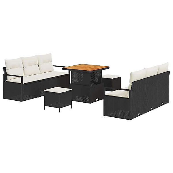 vidaXL Garten-Sofa-Set mit Kissen 9-Tlg Schwarz Poly Rattan 3362475 günstig online kaufen