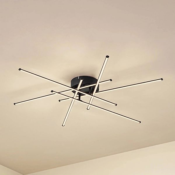 Lindby LED-Deckenleuchte Elviano, Ø 80 cm, schwarz, 3.000 K günstig online kaufen