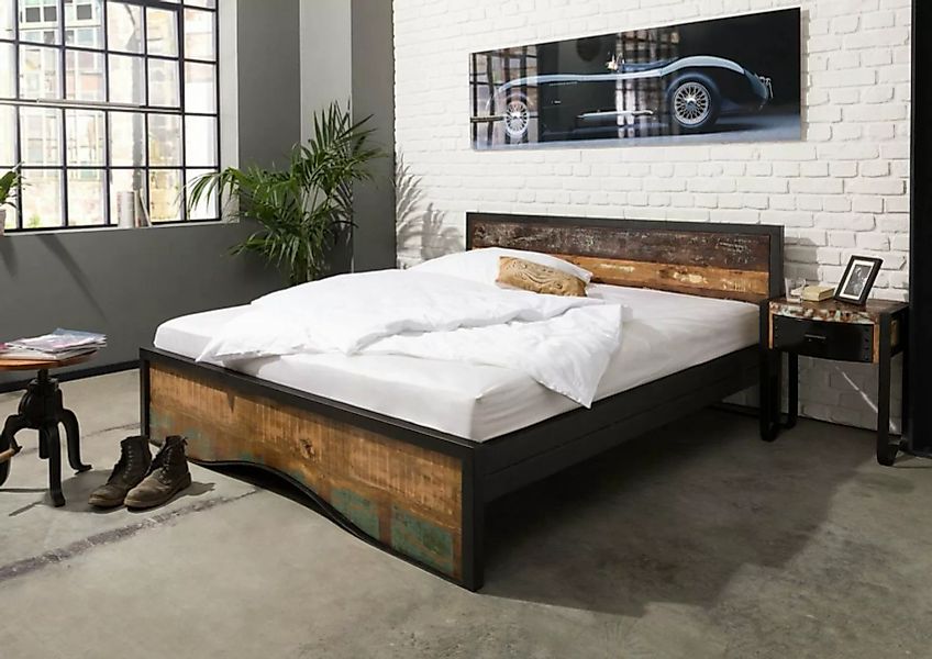 Massivmoebel24 Massivholzbett Bett Altholz 200x200 mehrfarbig lackiert INDU günstig online kaufen