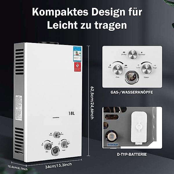 kehot Durchlauferhitzer Gas Durchlauferhitzer Propangas Campingdusche, günstig online kaufen