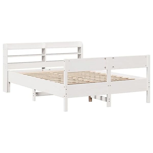 vidaXL Massivholzbett ohne Matratze Weiß 135x190 cm Kiefernholz 3306943 günstig online kaufen