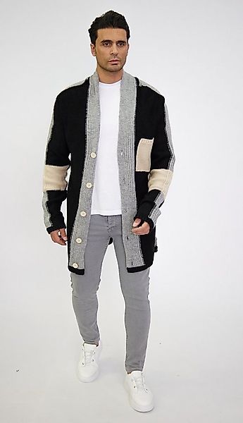 Denim Distriqt Strickjacke Herren Oversized Strickjacke im Patchwork Look S günstig online kaufen