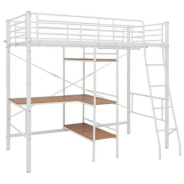 furnicato Bett Etagenbett mit Tischrahmen Weiß Metall 90x200 cm (1-tlg) günstig online kaufen