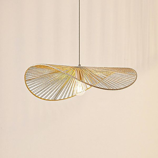 Lindby Hängeleuchte Valdorin, beige, Papier, Länge 75 cm günstig online kaufen