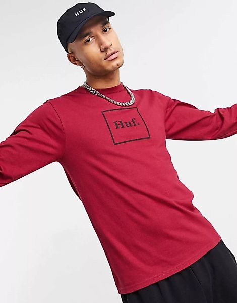 HUF – Essentials Domestic – Langärmliges T-Shirt in Rot günstig online kaufen