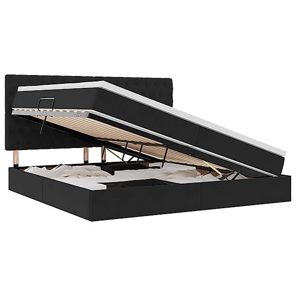 vidaXL Bett mit Stauraum und LED Schwarz 200 x 200 cm Samt 3372749 günstig online kaufen