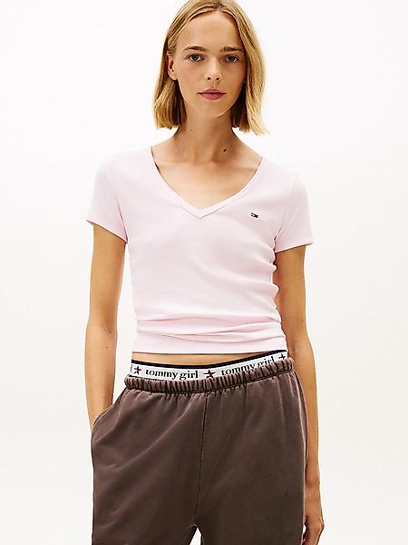 Tommy Jeans Kurzarmshirt TJW SLIM ESSENTIAL RIB V SS mit gerippter Struktur günstig online kaufen