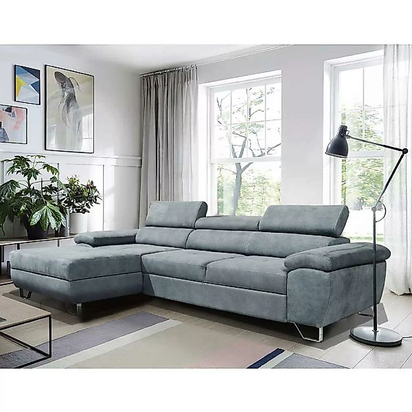 Couch Funktionsecke grau in modernem Design 281 cm breit günstig online kaufen