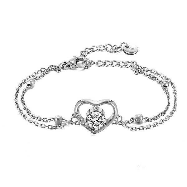 Kim Johanson Armband Herz (1-tlg), aus Edelstahl, mit Kugeln & Herzanhänger günstig online kaufen