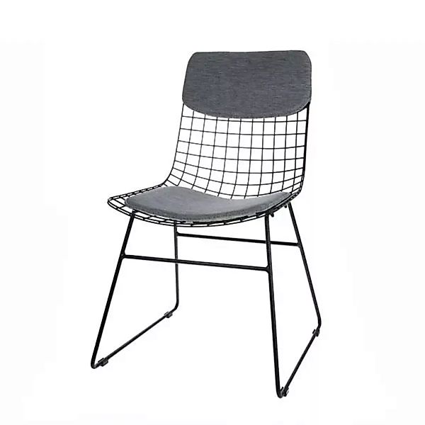2er Set Sitzauflage aus Baumwolle in Grau für Drahtstuhl günstig online kaufen