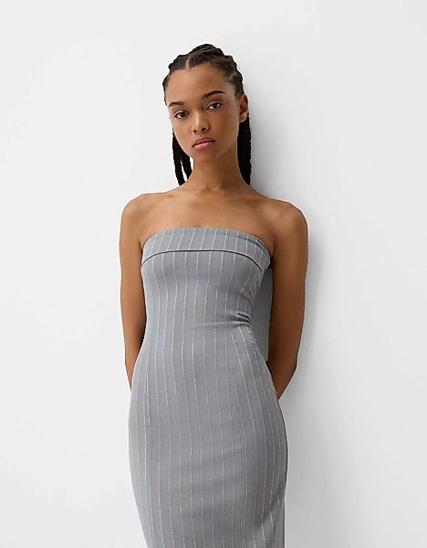 Bershka Bandeau-Midikleid Damen S Grau günstig online kaufen