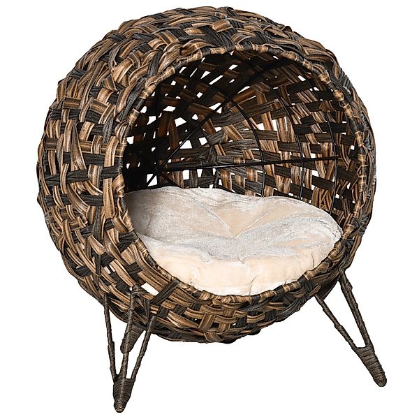 PawHut Katzenhaus aus Rattan mit Kissen günstig online kaufen