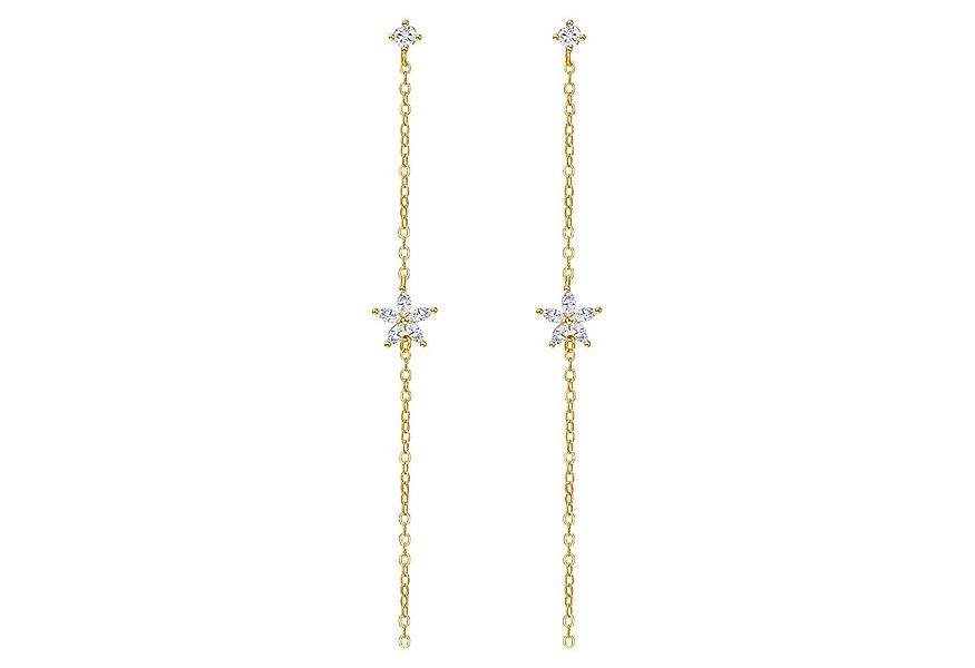 Runde Perlé Paar Ohrhänger Kettenohrringe, kleine Blume Stern an zarter Ket günstig online kaufen