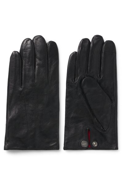 HUGO Lederhandschuhe Jaan mit Logo auf günstig online kaufen