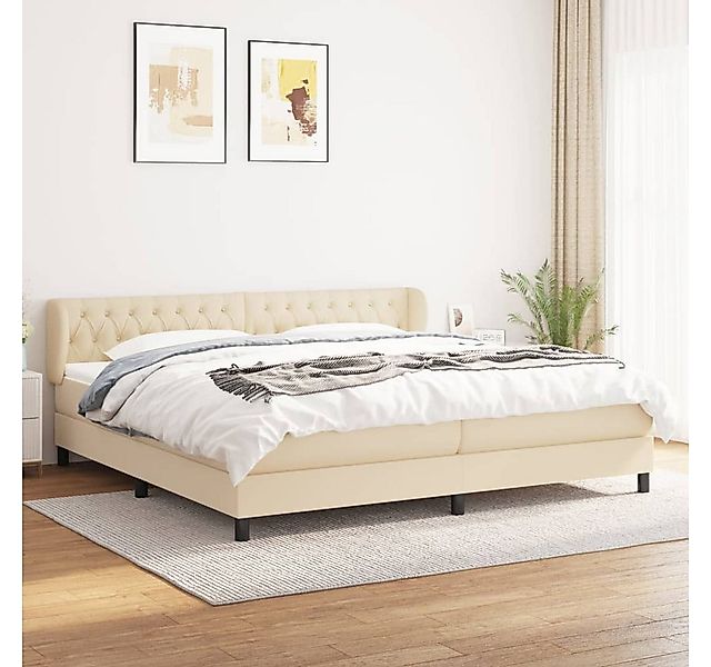 vidaXL Boxspringbett Boxspringbett mit Matratze Creme 200x200 cm Stoff Bett günstig online kaufen